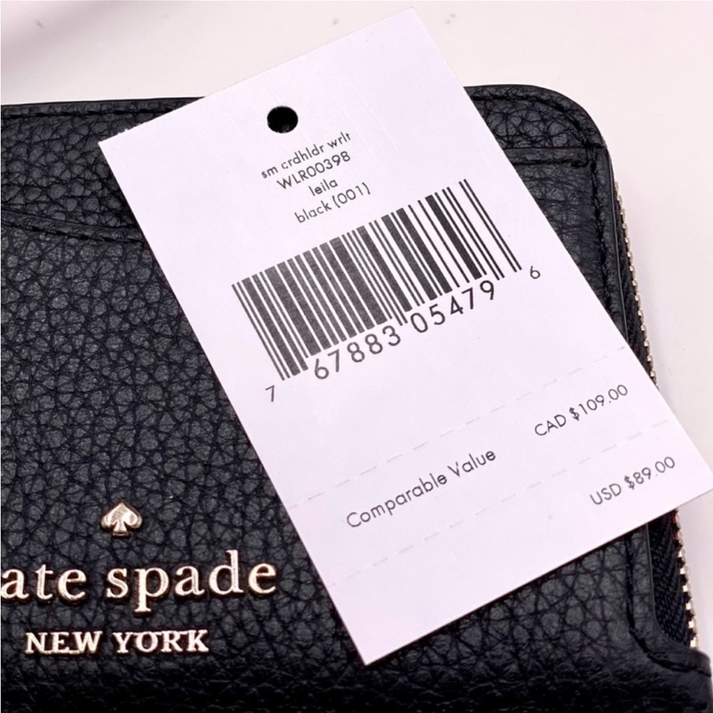 Kate Spade leila small card holder wristlet wallet black - Picture 9 of 10